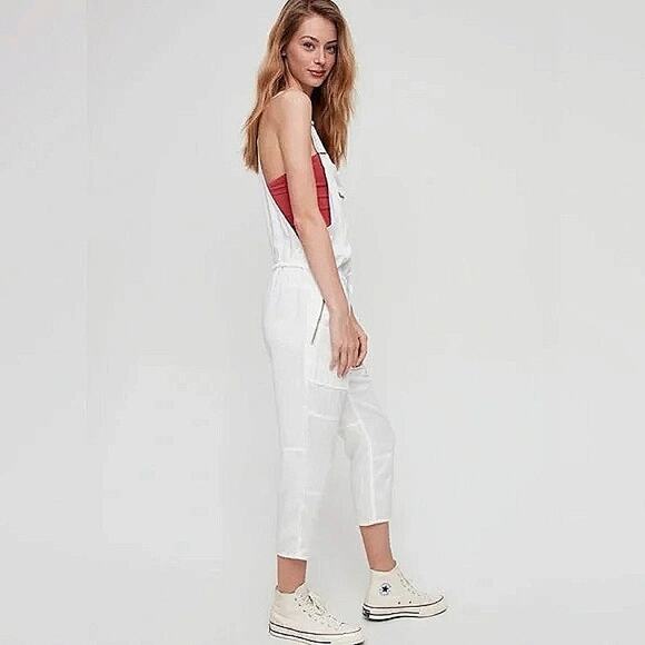 Aritzia Wilfred Valletta White Sleeveless Overalls  Romper Jumpsuit Size XXS - Picture 2 of 10